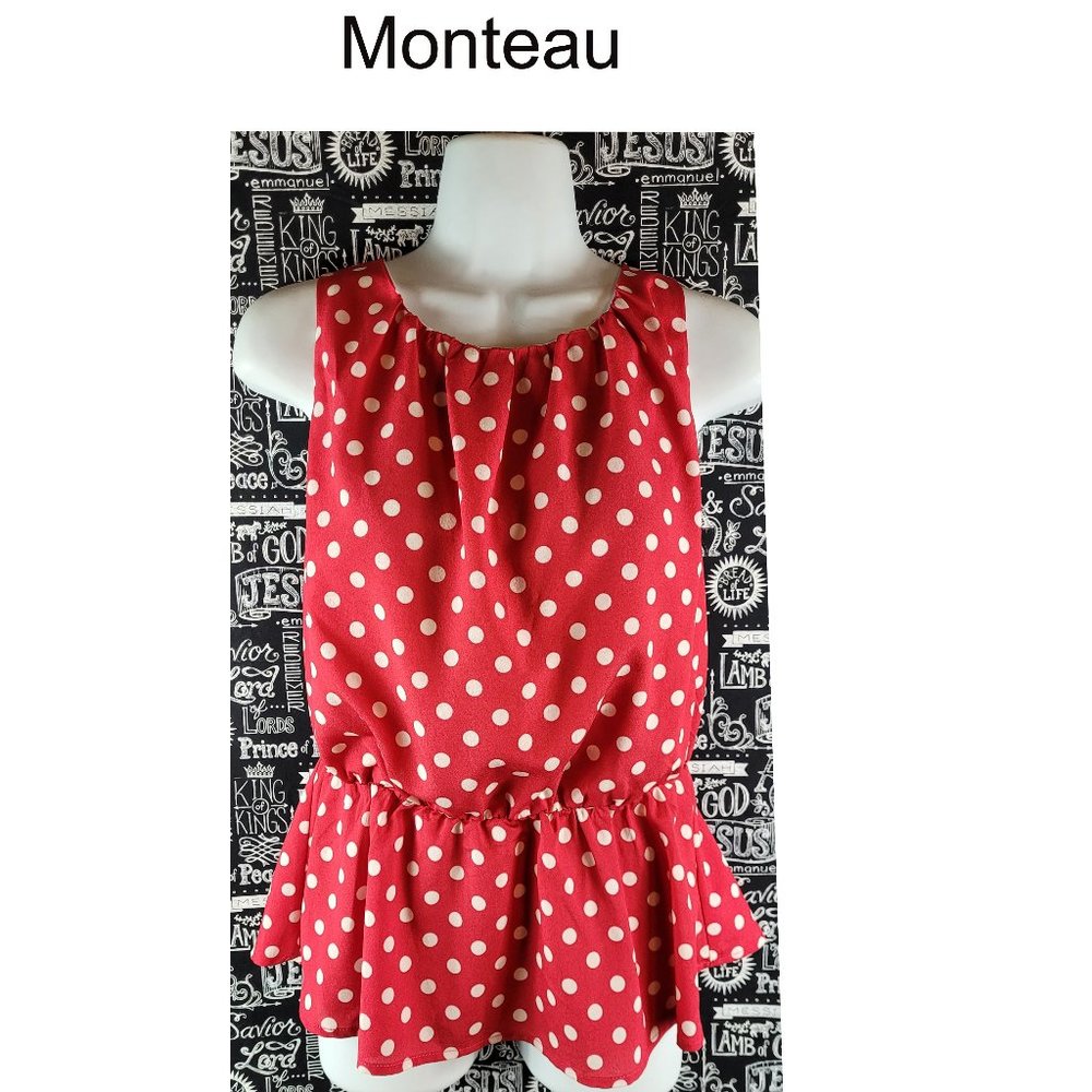 Monteau Polka Dot Top Sz M